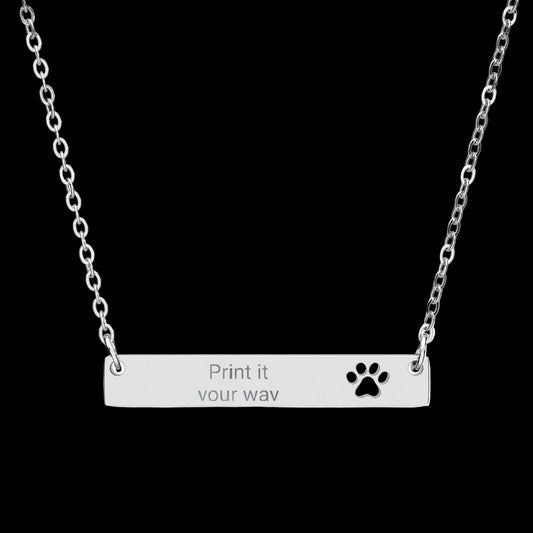 Cutout Paw Bar Necklace (Engraving) - AetherLux.Shop