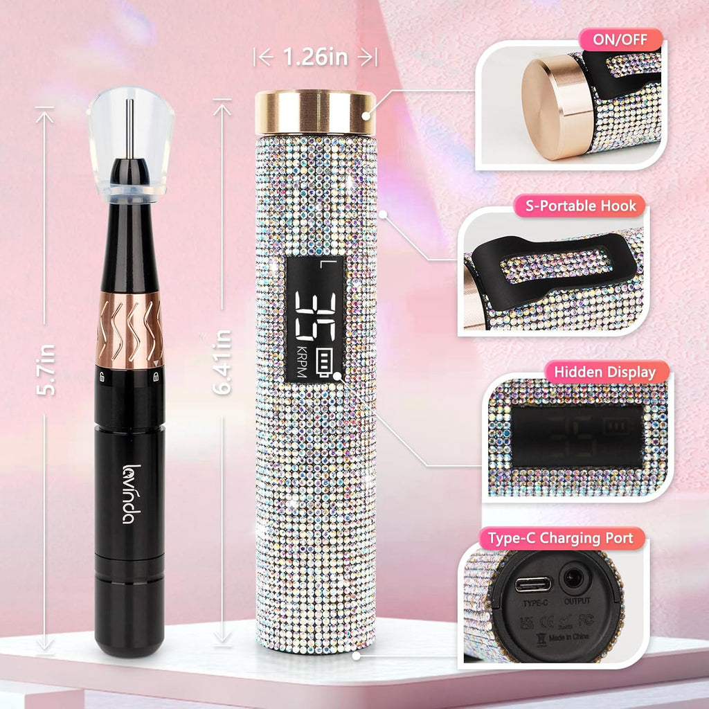 Crown™ Nail Lamp & Wand™ Lite Drill Bundle - Crystal Diamond by Lavinda