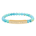 Protection Natural Stone Stretch Bracelet — Engraved Bar Turquoise Beads