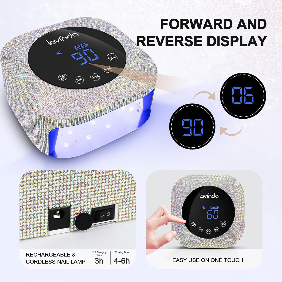 Crown™ Nail Lamp & Wand™ Nail Drill Bundle – Crystal Diamond