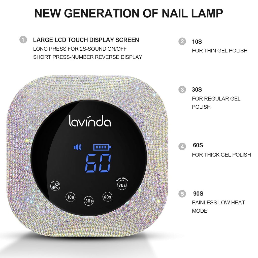 Crown™ Nail Lamp & Wand™ Lite Drill Bundle - Crystal Diamond by Lavinda