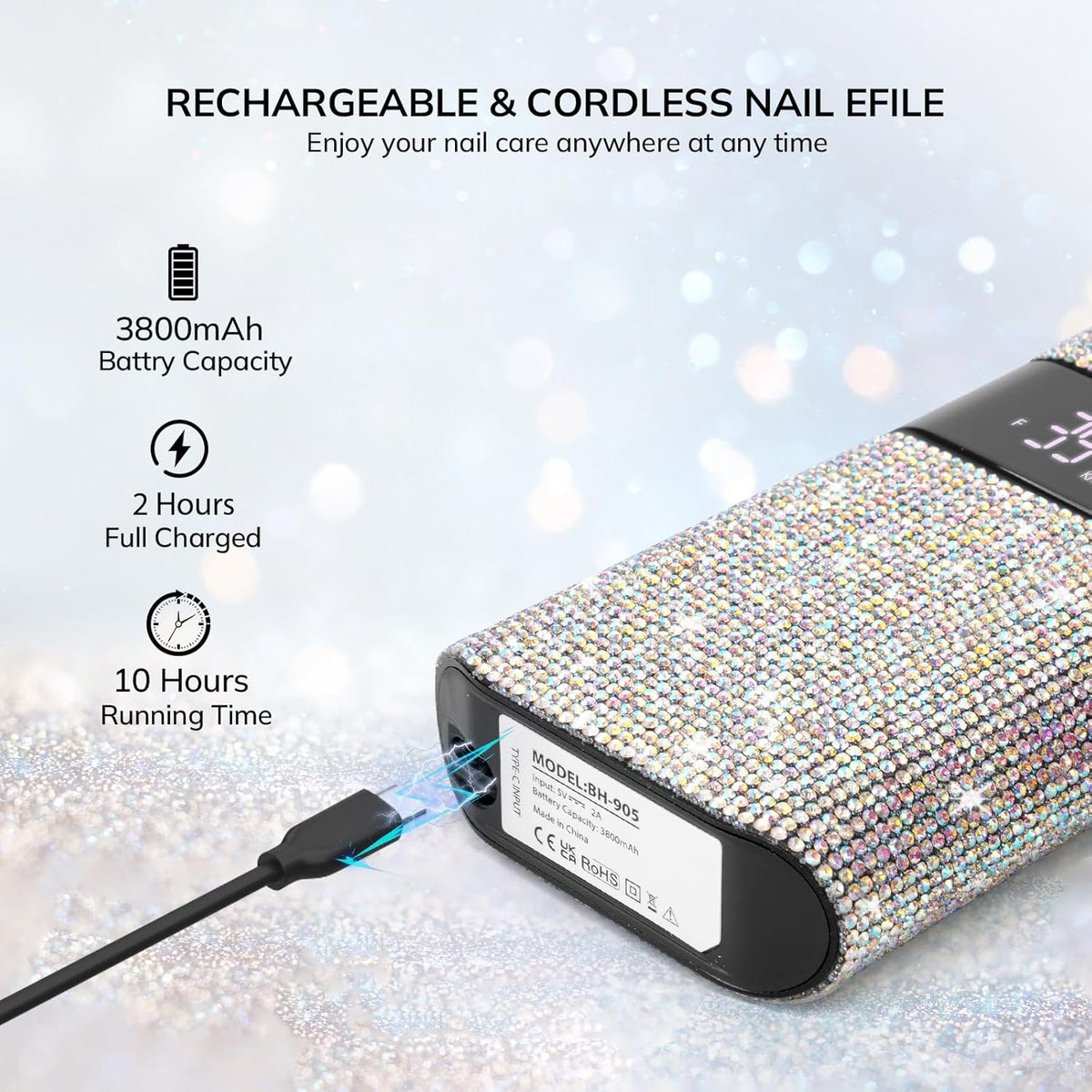 Crown™ Nail Lamp & Wand™ Nail Drill Bundle – Crystal Diamond