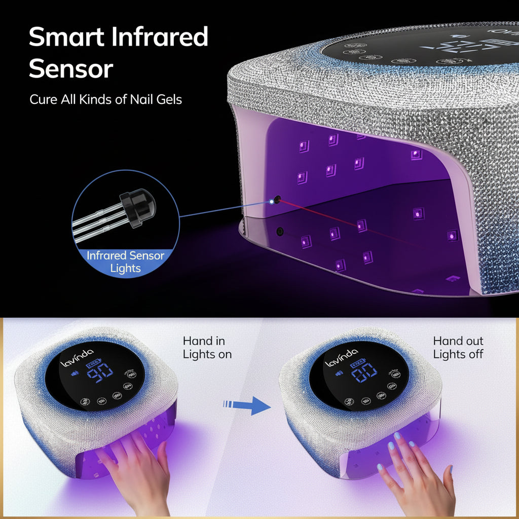Crown™ Bling Nail Lamp - Gradient Blue - 54W Rechargeable UV/LED by Lavinda