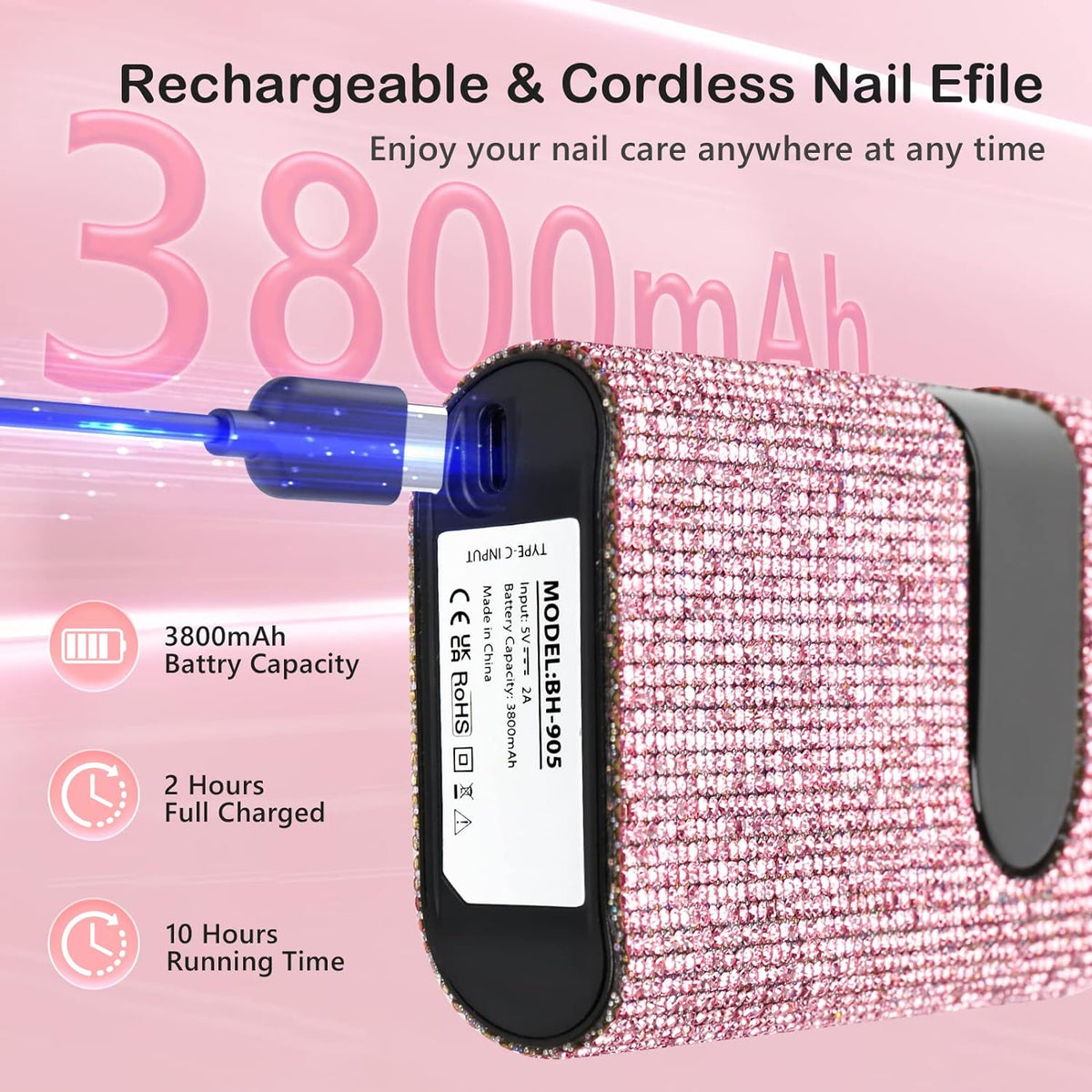 Crown™ Nail Lamp & Wand™ Nail Drill Bundle – Pink Diamond
