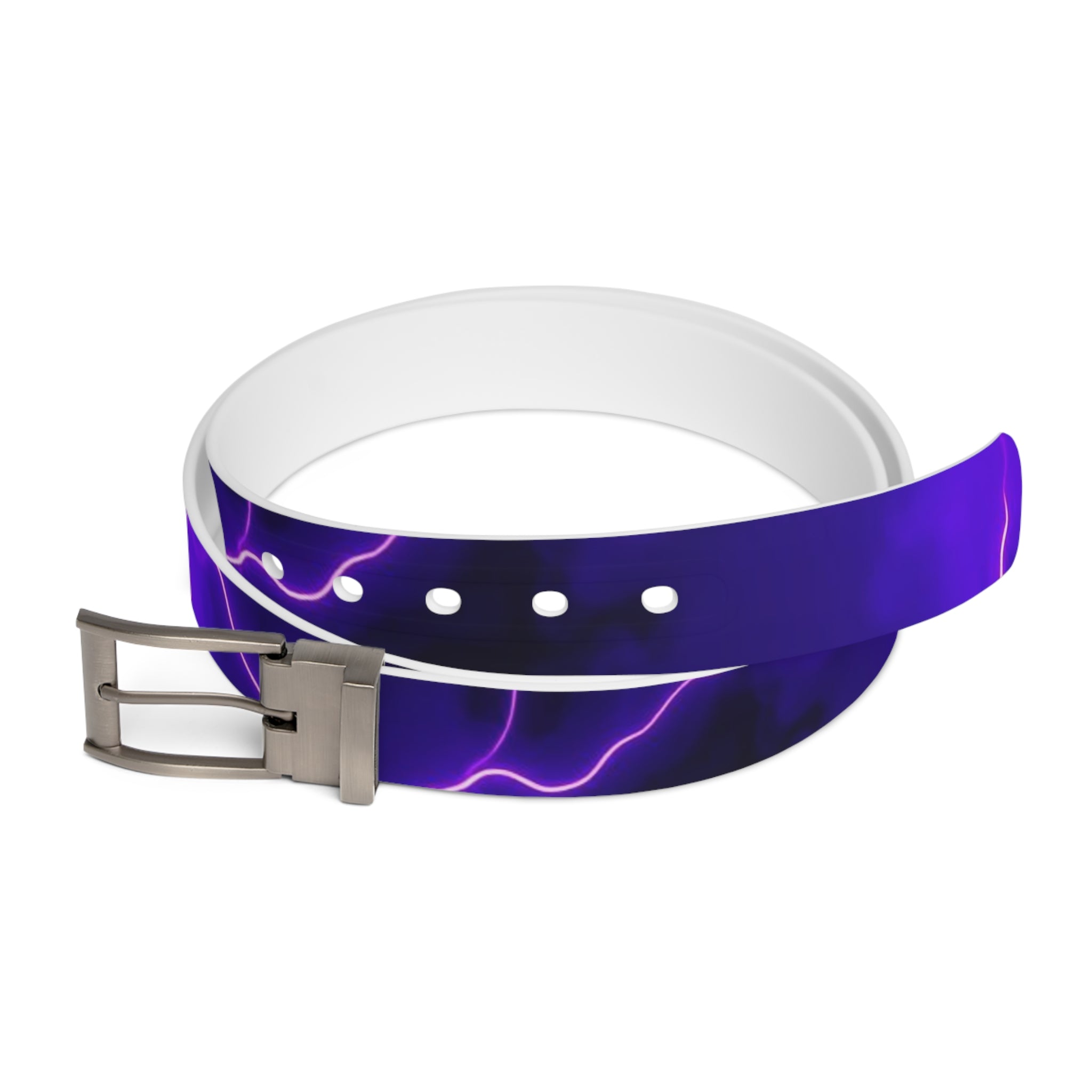Purple Lightning Belt — Electric Neon Lightning Print Accessory by Printify