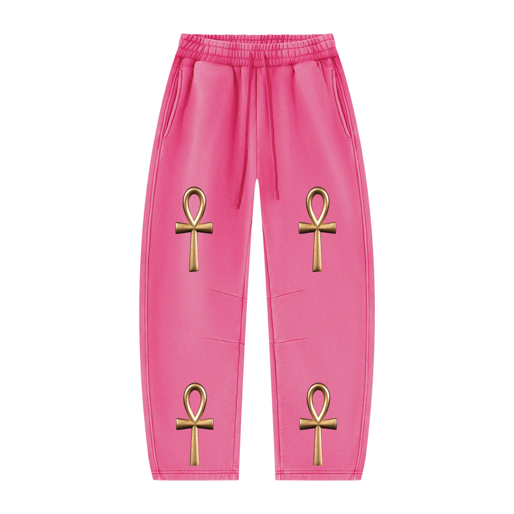 Unisex Vintage Wash Barrel Leg Fleece Sweatpants