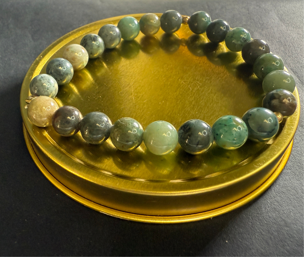 Genuine Chrysocolla Stone Crystal Bracelet with 14k Gold Filled Spacers 7 - 11 by The Good Shaman