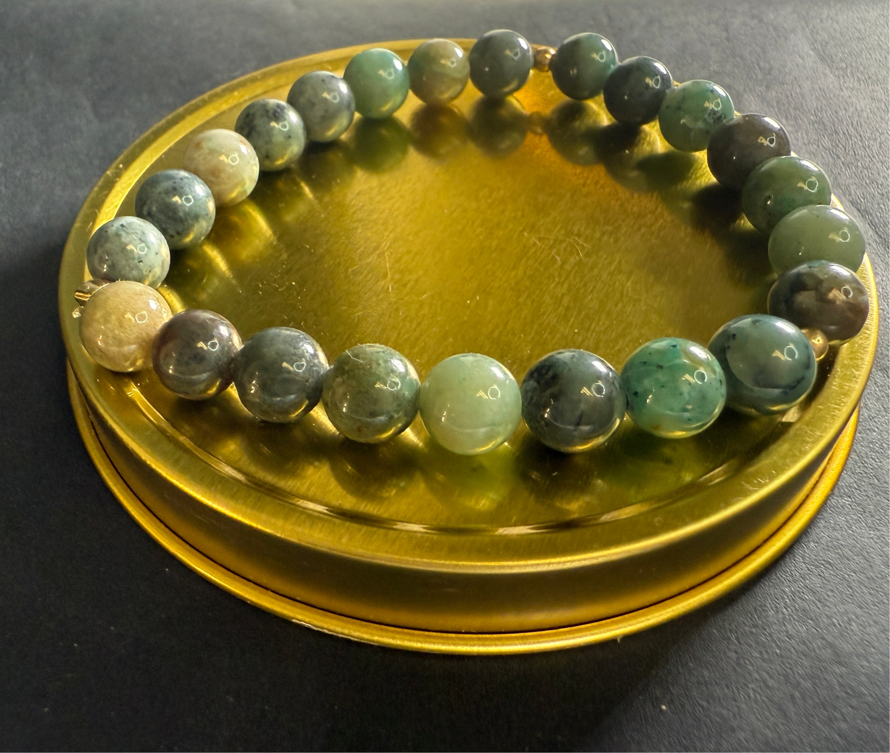 Genuine Chrysocolla Stone Crystal Bracelet with 14k Gold Filled Spacers 7 - 11 by The Good Shaman