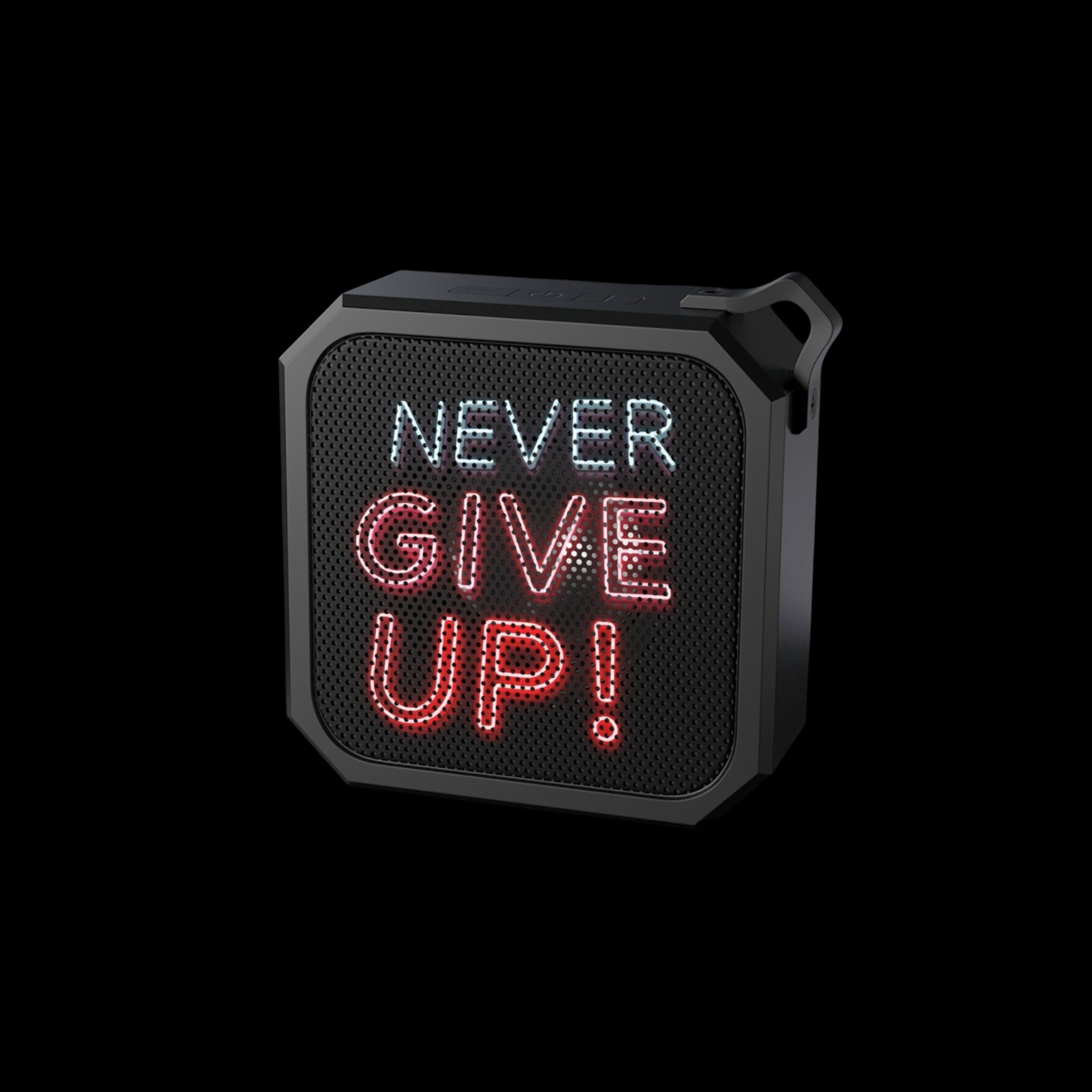 Never Give Up! Outdoor Bluetooth Speaker by Printify