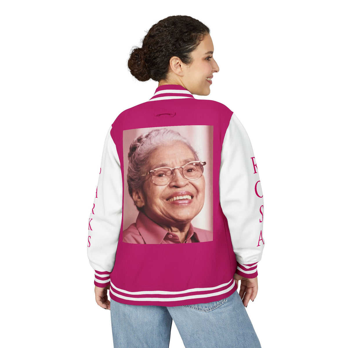Rosa Parks Tribute Pink Letterman Jacket - AetherLux.Shop