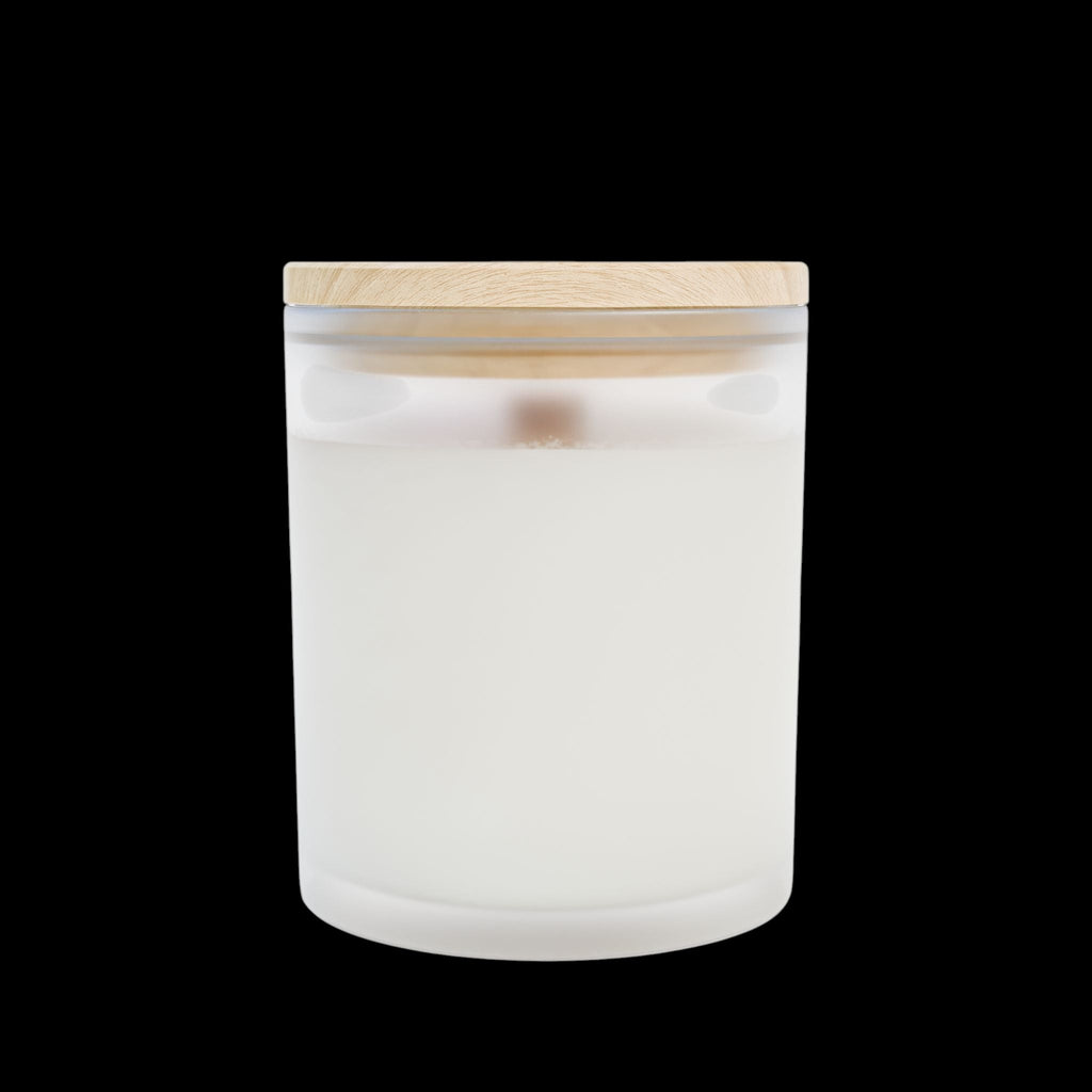 Vanilla Bean Frosted Glass Candle, 11oz by Printify