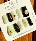 Handmade Medium Coffin Mint & Black Nails