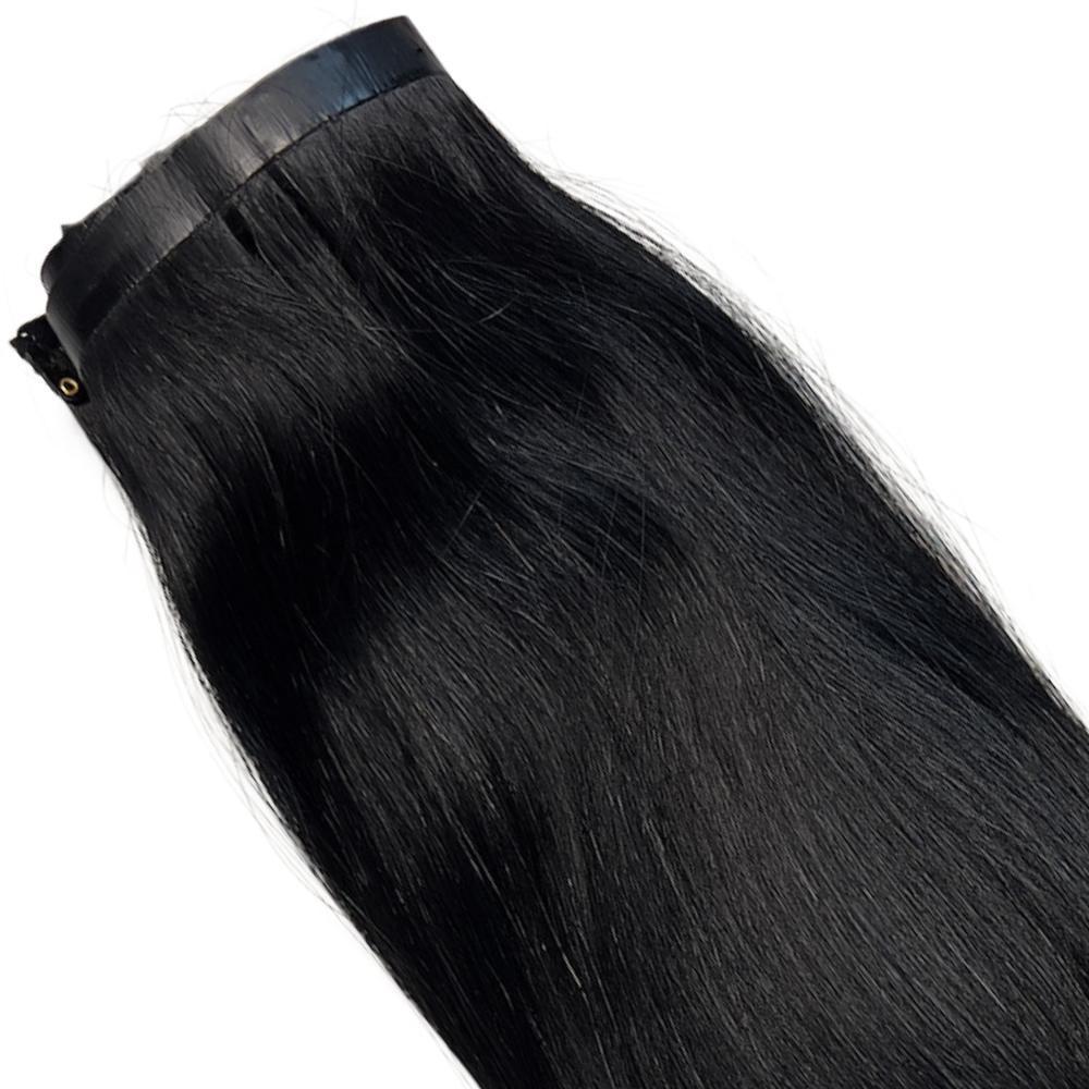 Jet Black Seamless Clip-In 100% Human Hair Extensions by Private Label