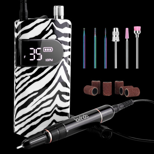 Wand™ Nail Drill - Zebra Print - 35,000 RPM Rechargeable by Lavinda