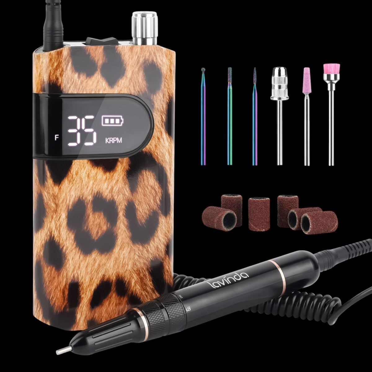 Wand™ Nail Drill - Leopard Print - 35,000 RPM Rechargeable by Lavinda