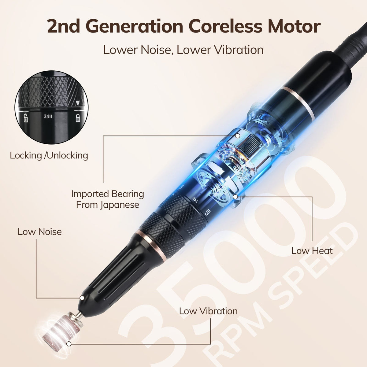 Wand™ Nail Drill - Leopard Print - 35,000 RPM Rechargeable by Lavinda