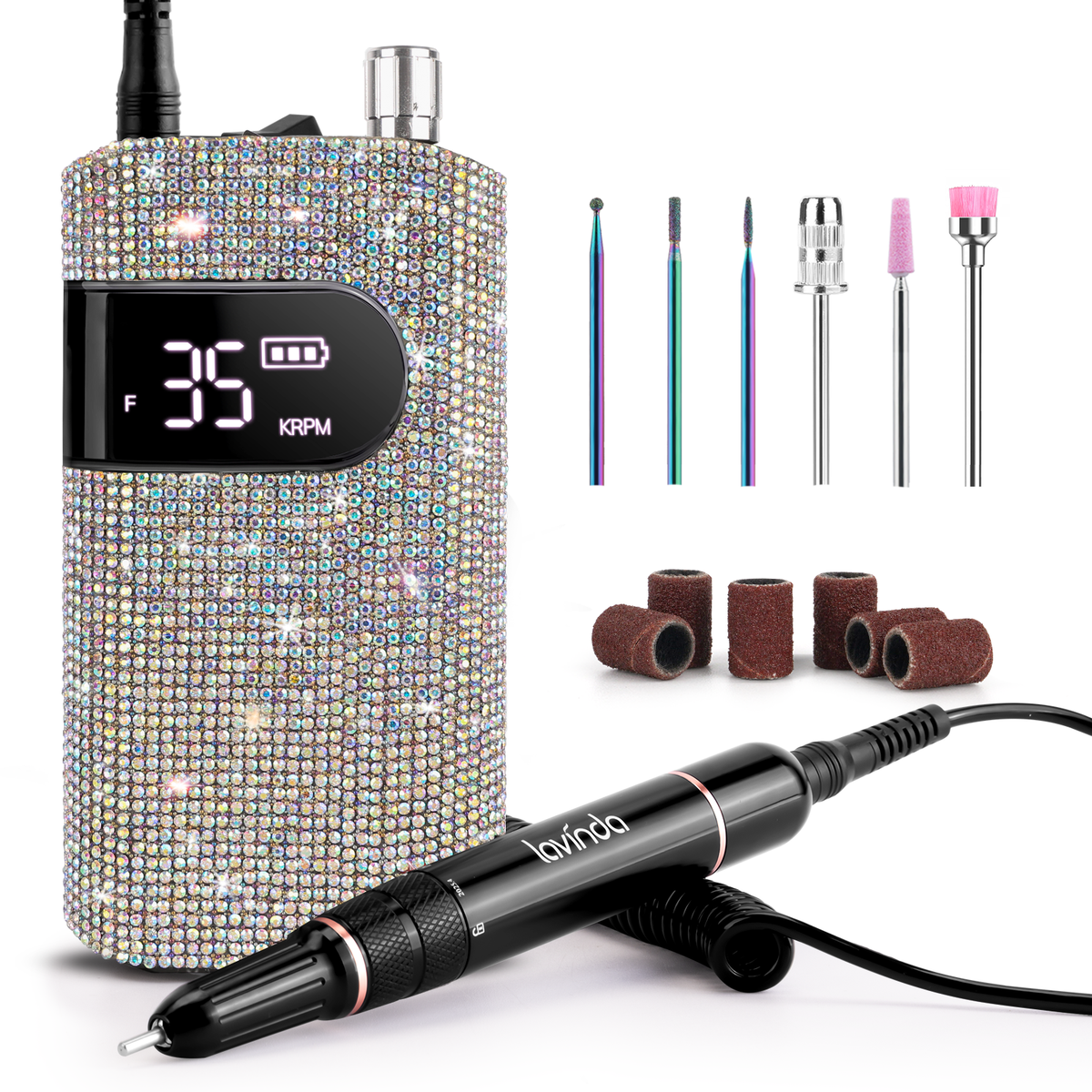 Wand™ Bling Nail Drill - Crystal Diamond - 35,000 RPM Rechargeable