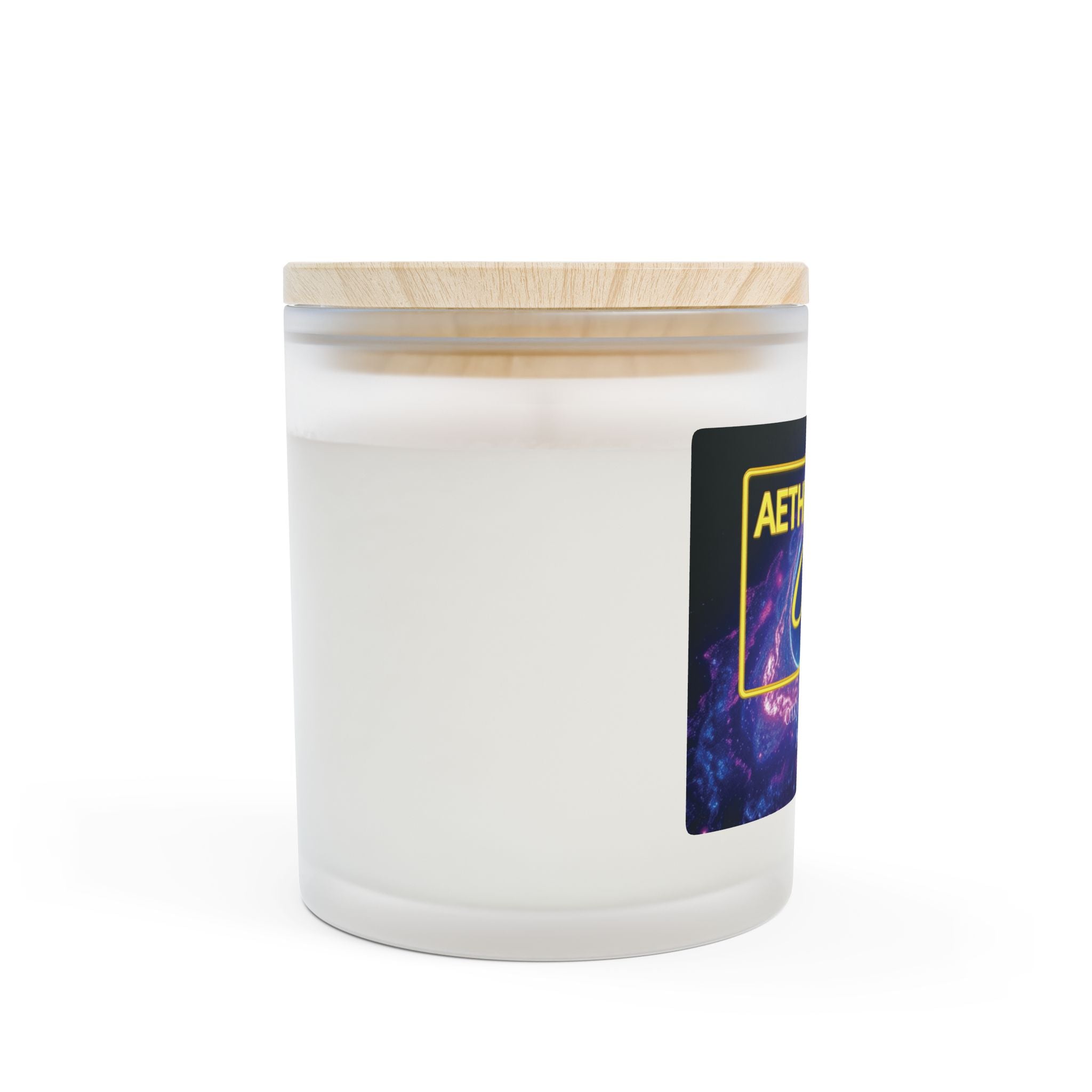 Oakmoss & Amber Frosted Glass Candle, 11oz by Printify