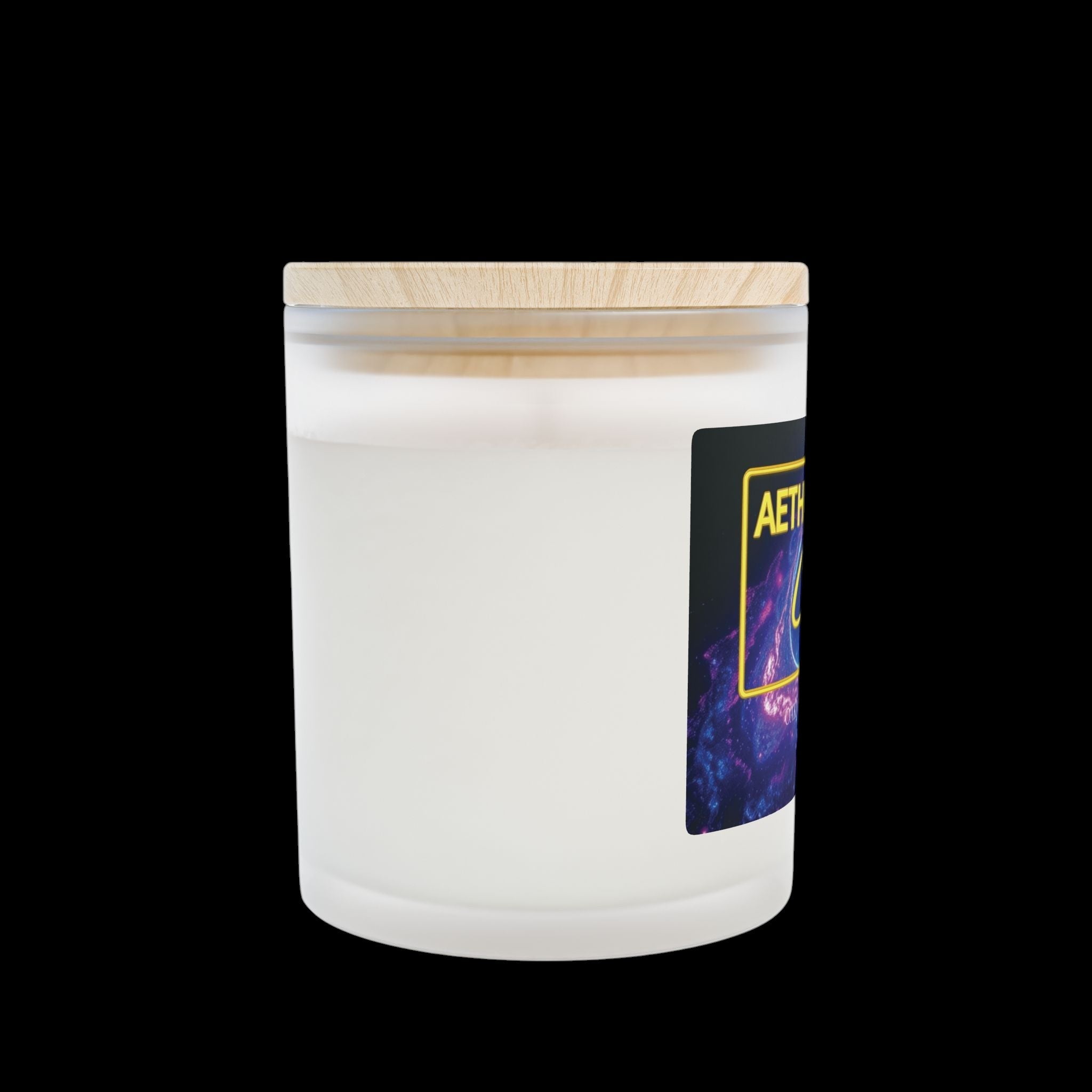 Oakmoss & Amber Frosted Glass Candle, 11oz by Printify