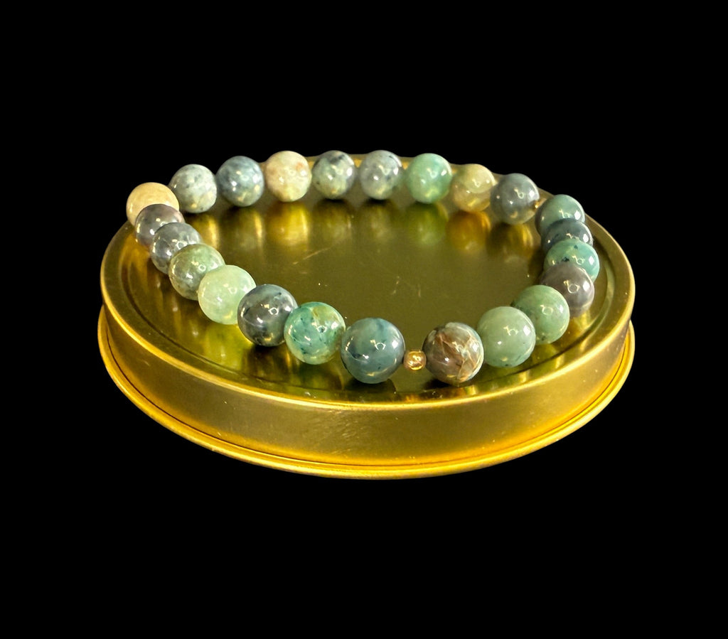 Genuine Chrysocolla Stone Crystal Bracelet with 14k Gold Filled Spacers 7 - 11 by The Good Shaman