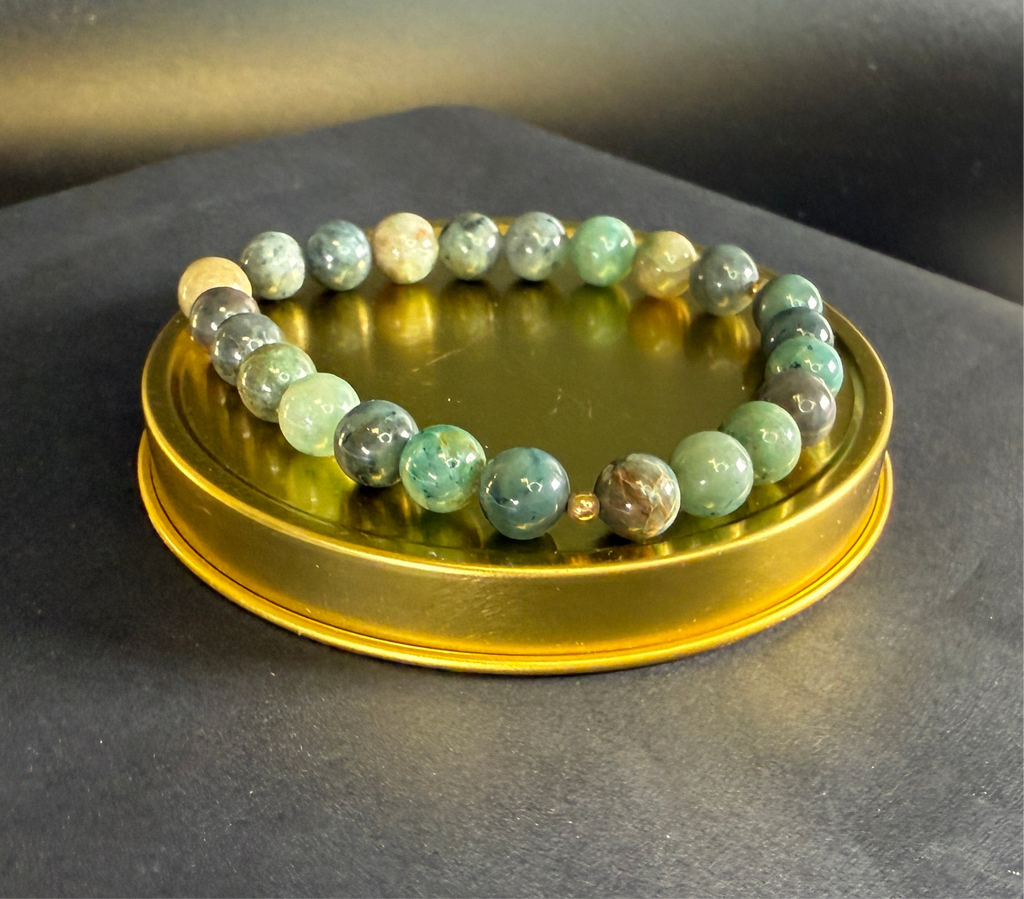 Genuine Chrysocolla Stone Crystal Bracelet with 14k Gold Filled Spacers 7 - 11 by The Good Shaman