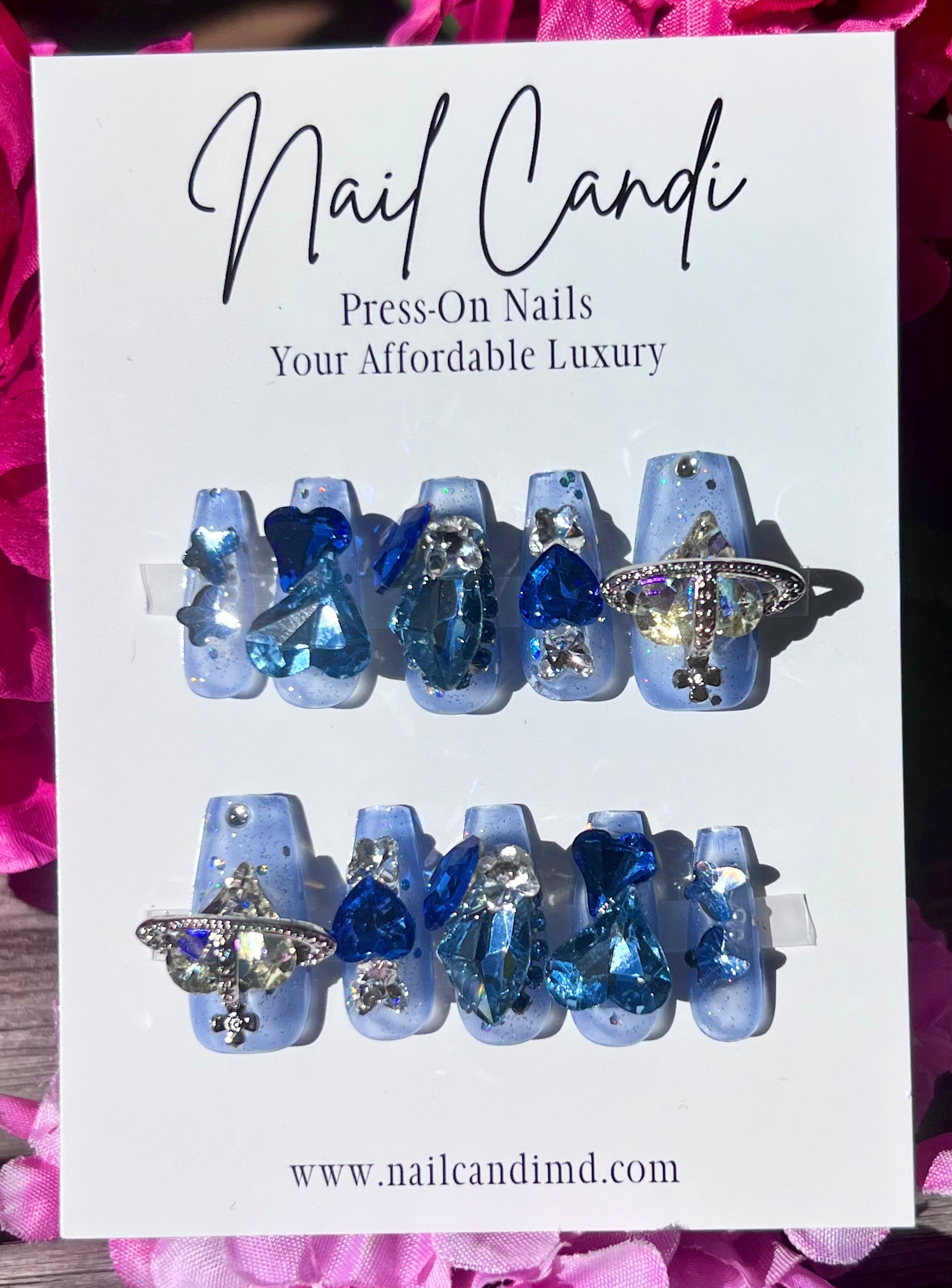 Handmade Baby Blue Junk Nails