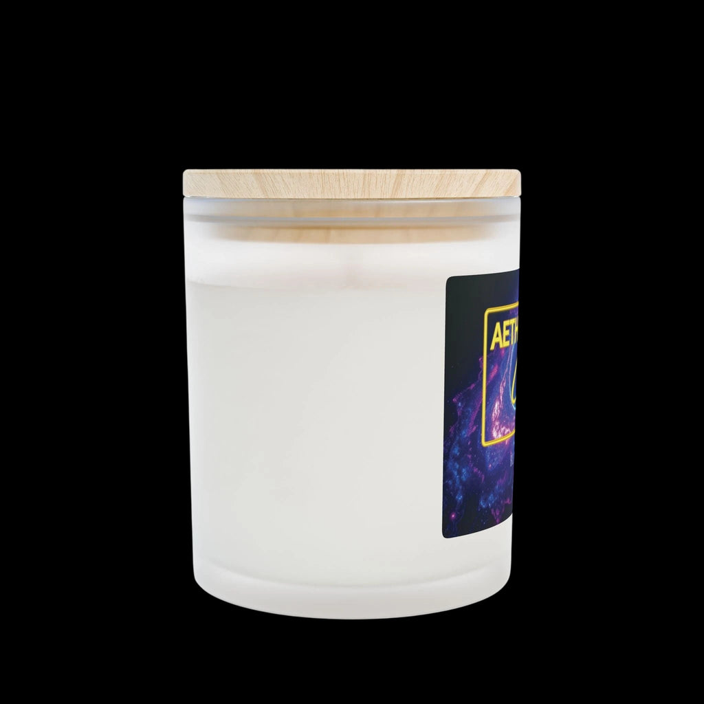 Black Berry Vanilla Frosted Glass Candle, 11oz by Printify