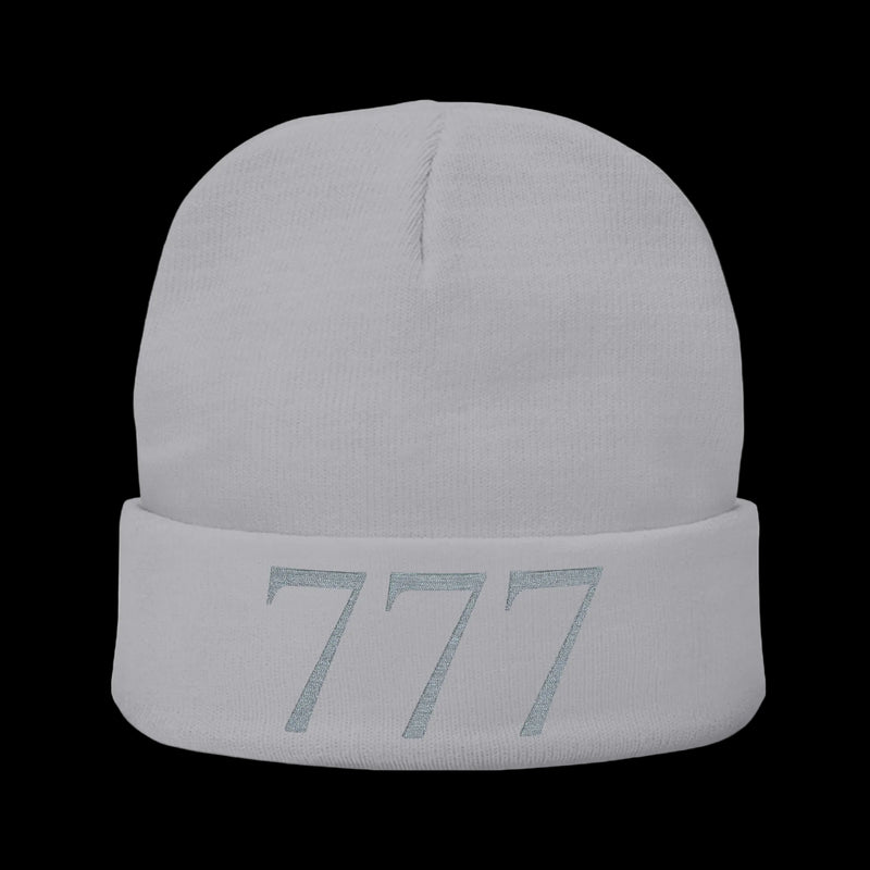 Gray beanie with 'Future Alchemist' text on a white background