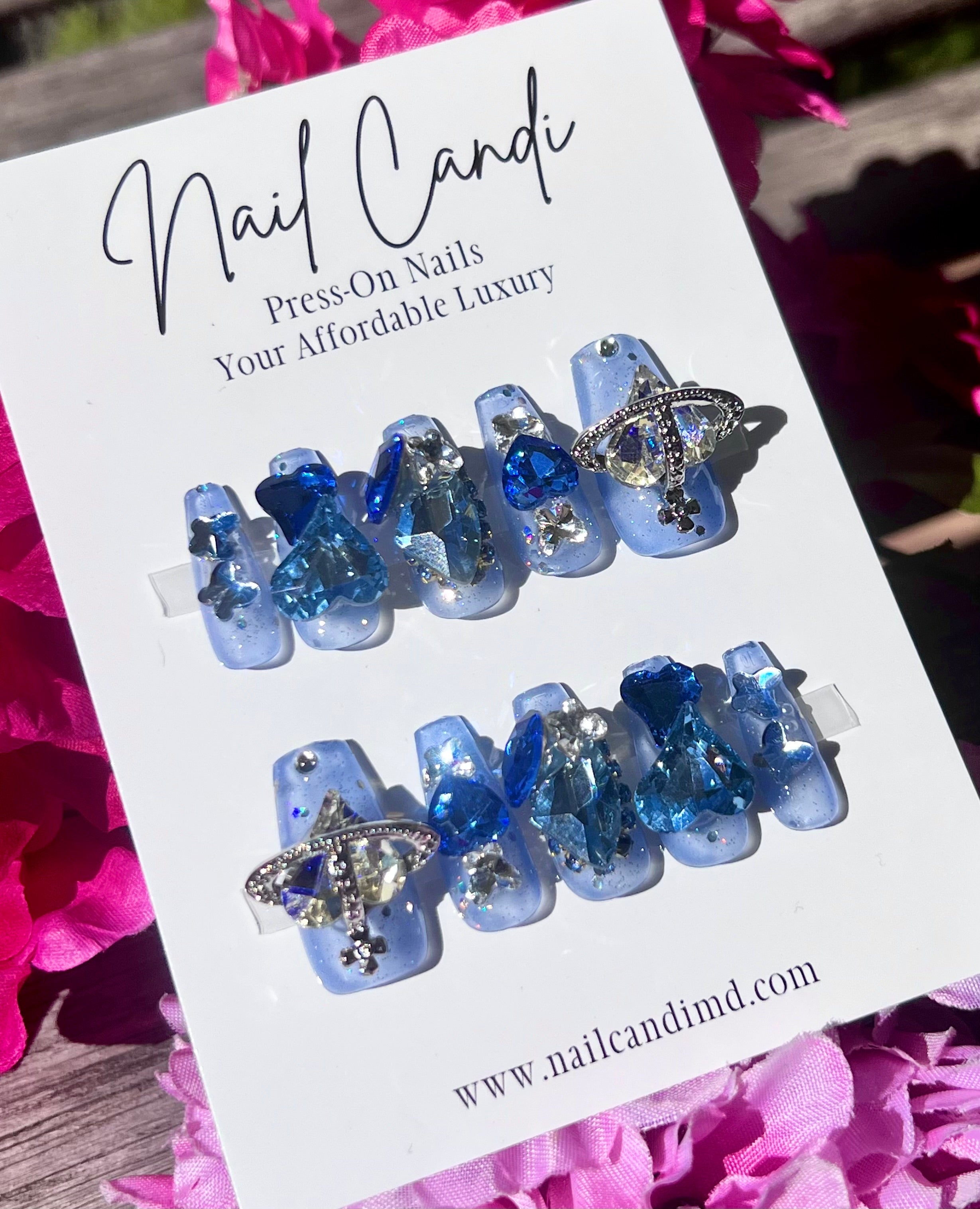 Handmade Baby Blue Junk Nails