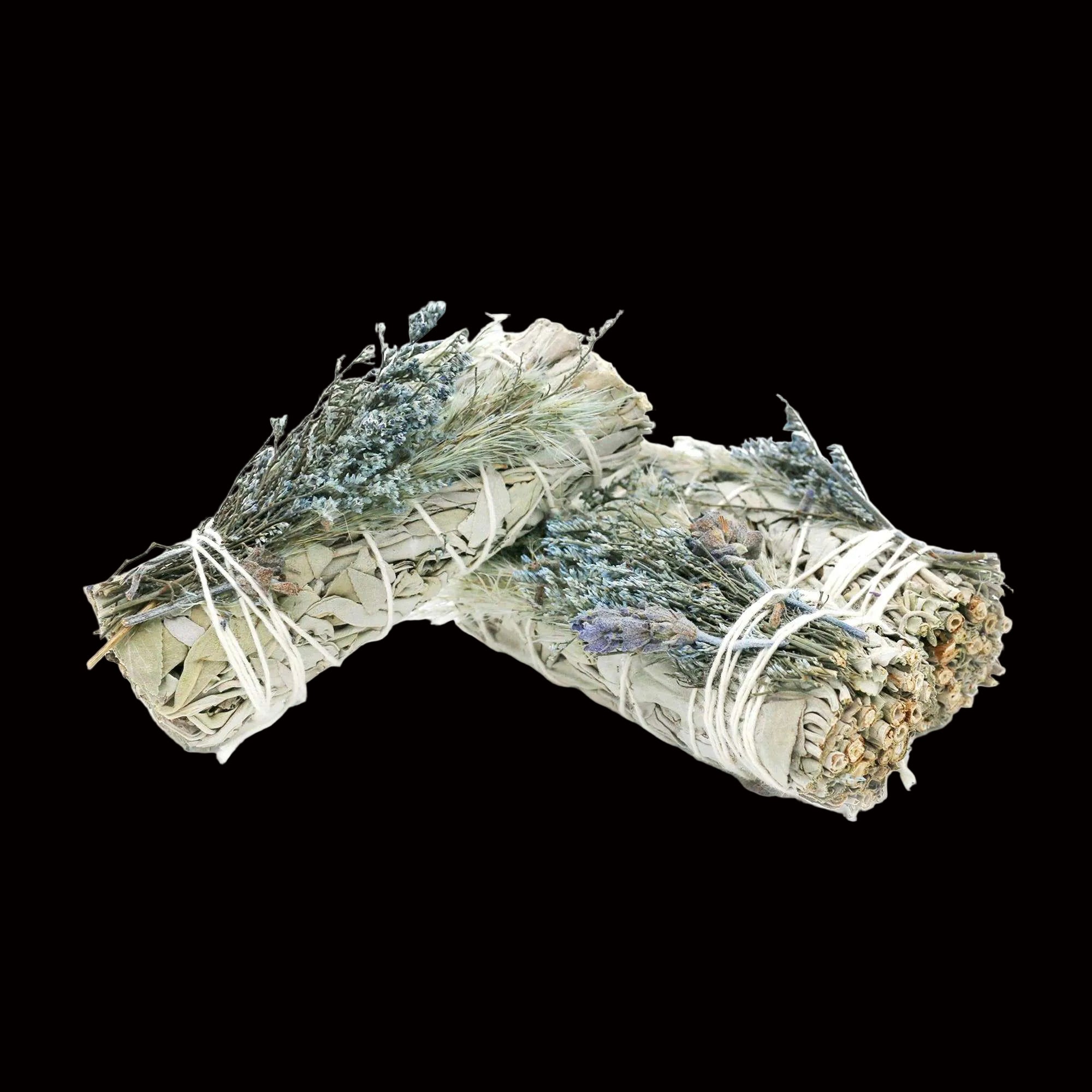 'Blue Bouquet' Floral White Sage Smudge Stick (4 in.)