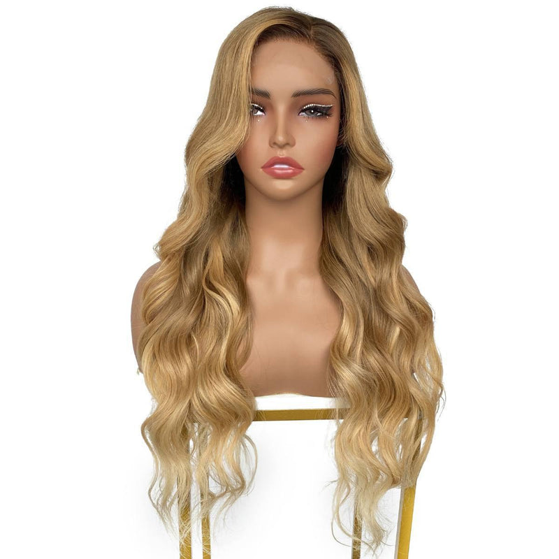Honey Blonde Ombre Wavy 5x5 HD Lace 100% Human Hair Closure Wig by Private Label