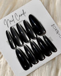 Semi-Handmade Long Smoke Gray Cateye Nails