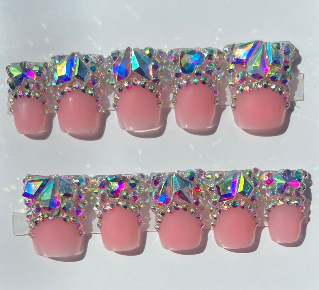 Handmade Crystal French Duck Nails