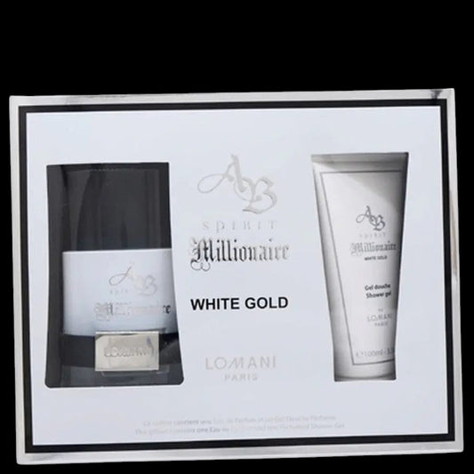 AB Spirit Millionaire White Gold By Lomani For Men (2pc Gift Set) by perfumesandrea