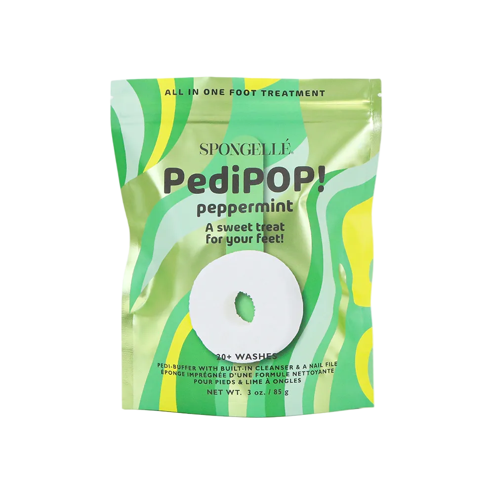 Spongellé PediPOP! peppermint foot treatment packaging on a white background