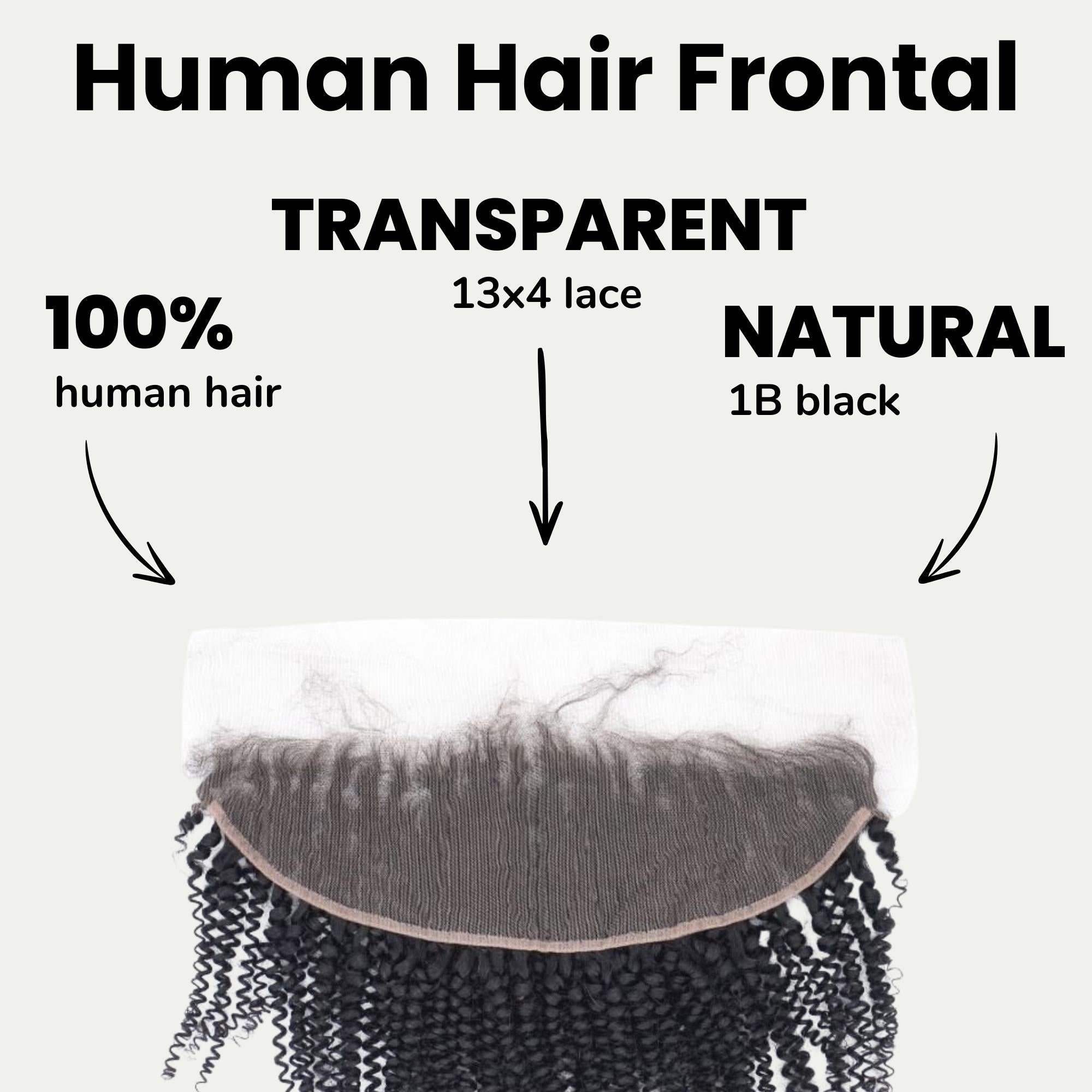 Afro Kinky Curly 13x4 Transparent Lace Human Hair Frontal by Private Label