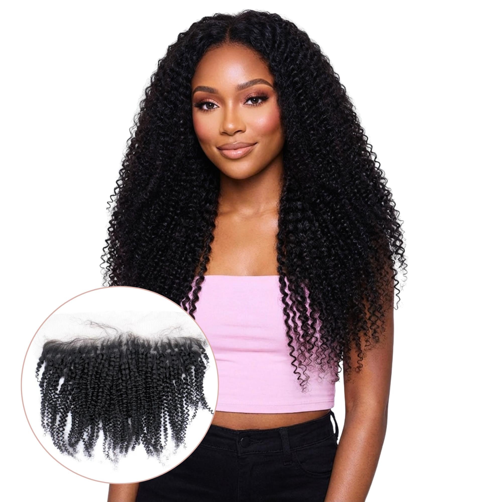 Afro Kinky Curly 13x4 Transparent Lace Human Hair Frontal by Private Label