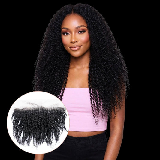 Afro Kinky Curly 13x4 Transparent Lace Human Hair Frontal by Private Label
