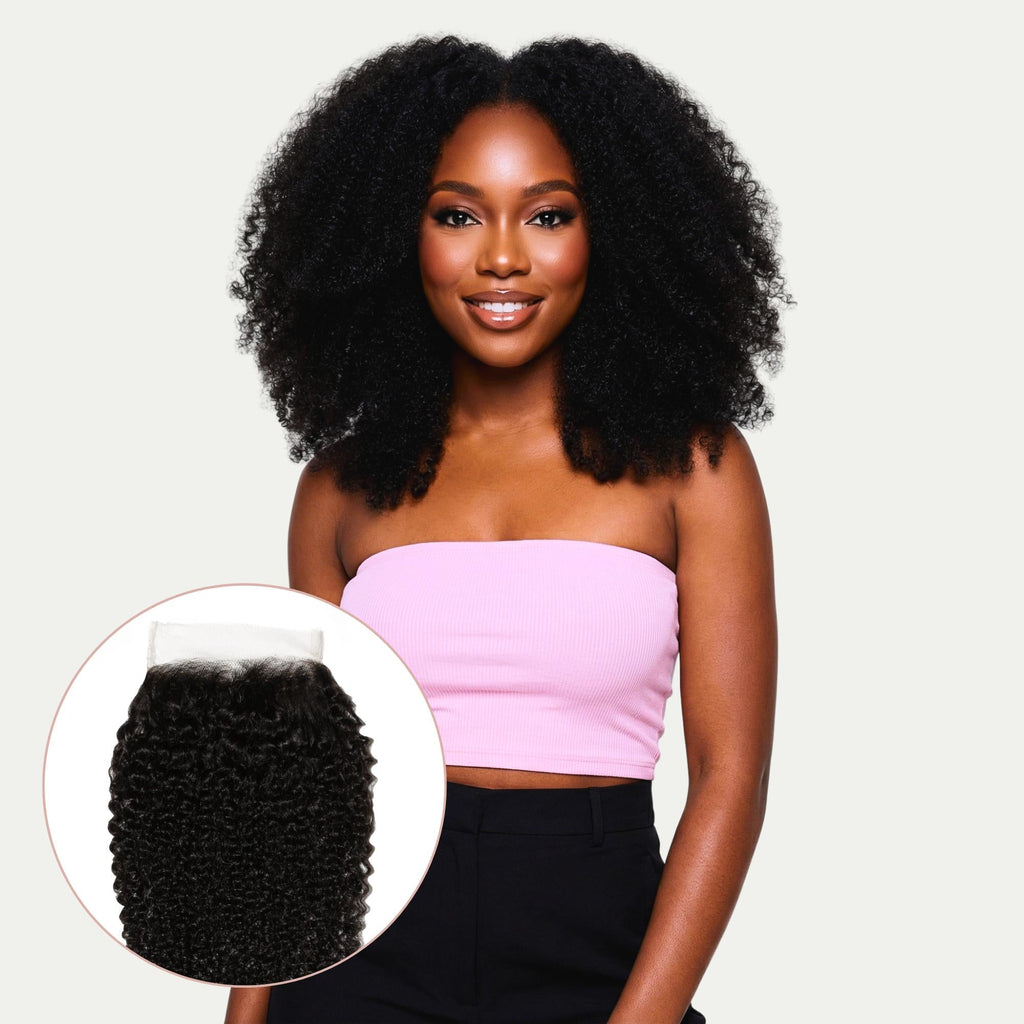 Afro Kinky Curly 4x4 Transparent Lace Human Hair Closure by Private Label