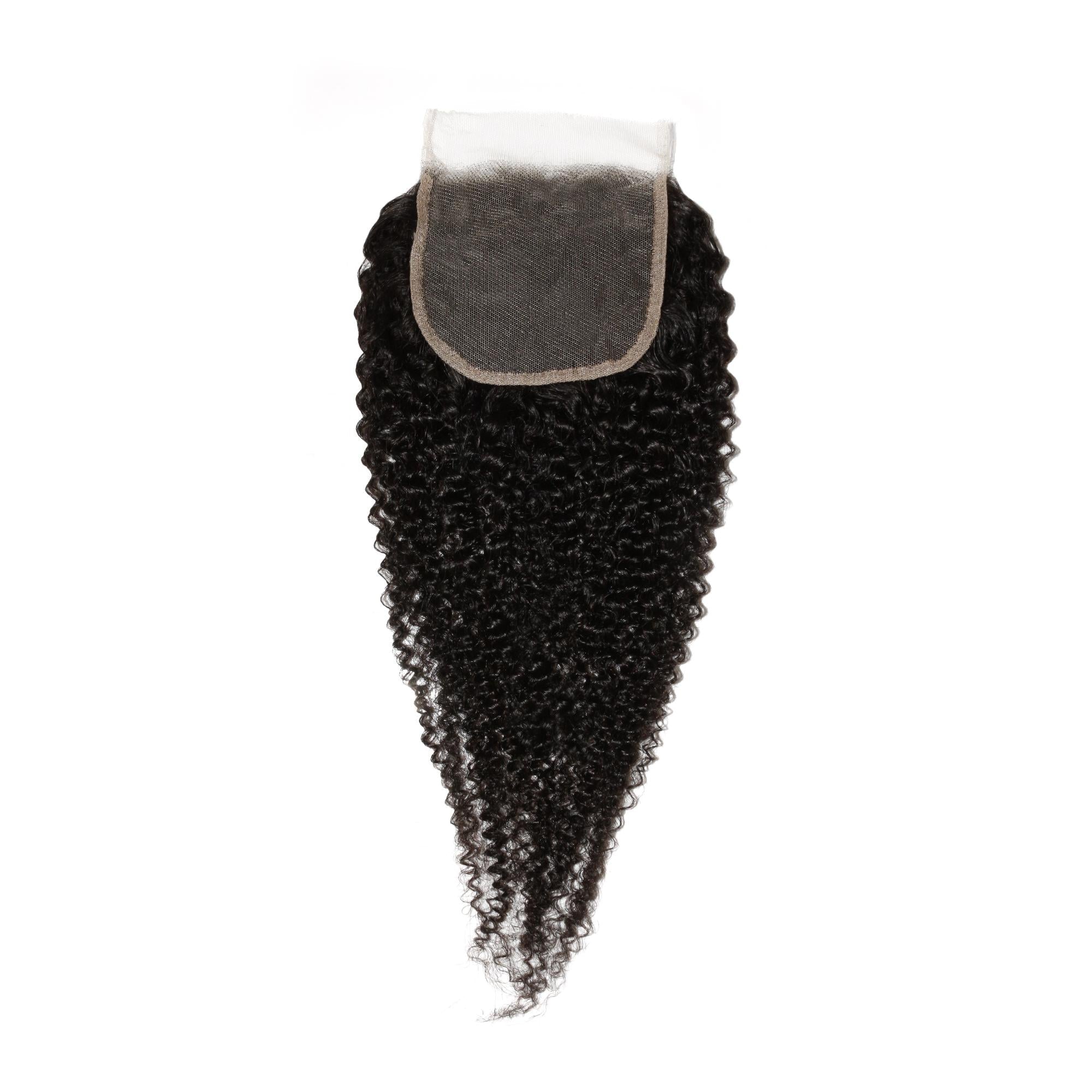 Afro Kinky Curly 4x4 Transparent Lace Human Hair Closure by Private Label