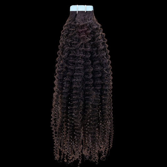 Afro Kinky Coily 100% Human Hair Tape In Extensions by Private Label