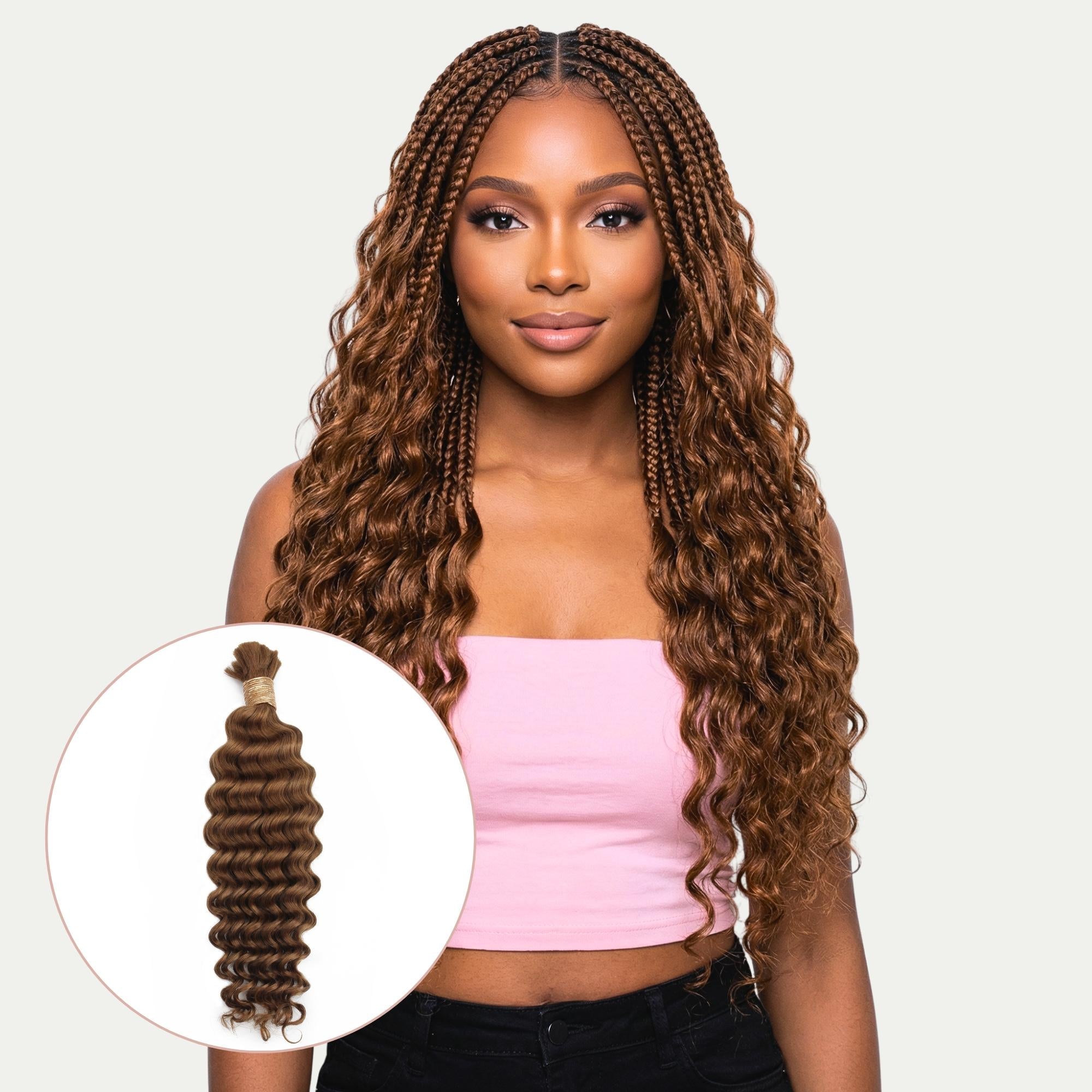 Auburn Deep Wave Bulk 100% Human Braiding Hair by Private Label