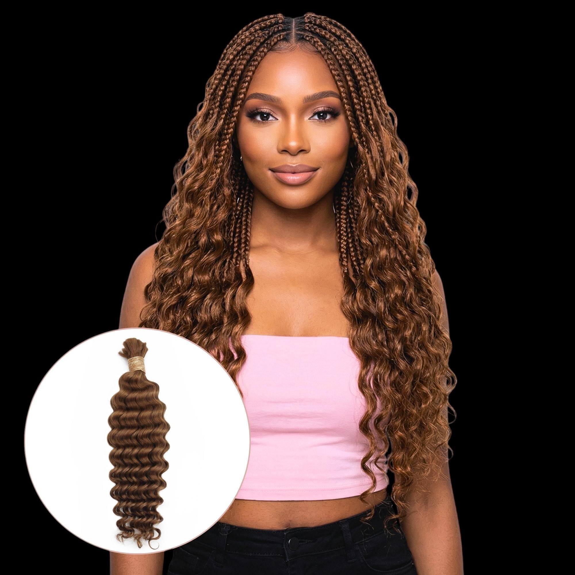 Auburn Deep Wave Bulk 100% Human Braiding Hair by Private Label