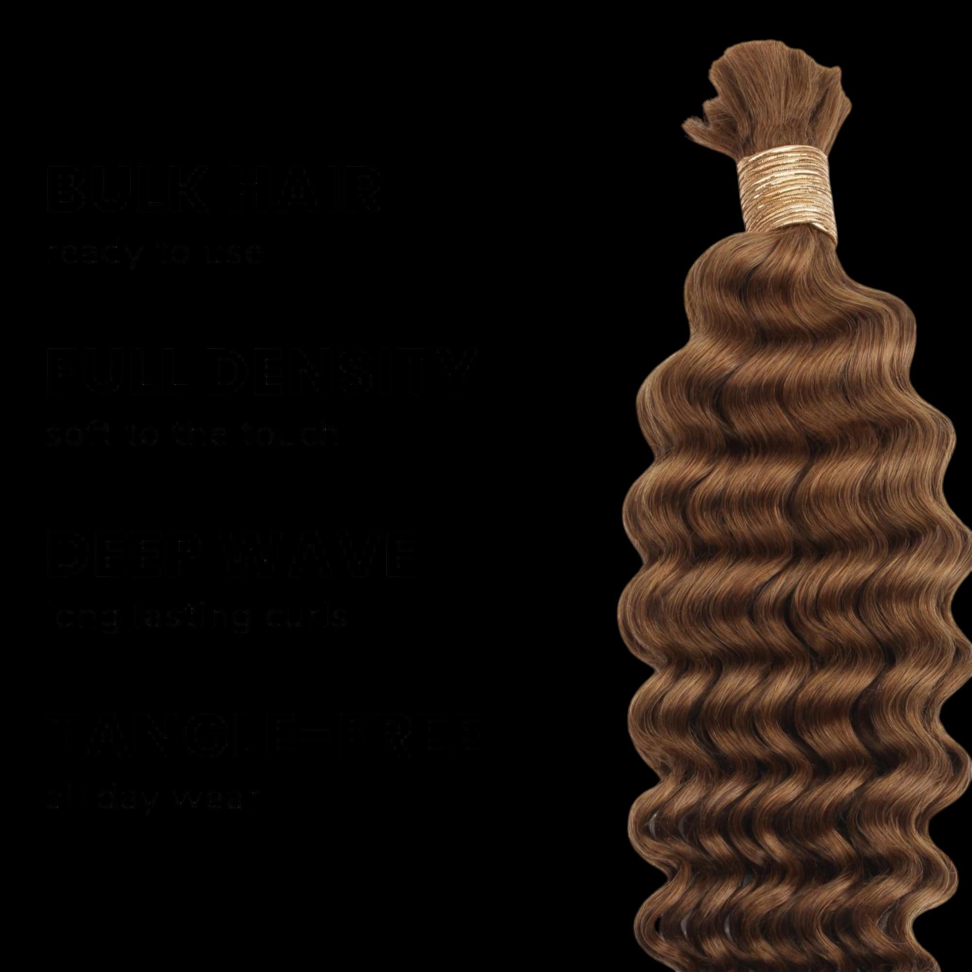 Auburn Deep Wave Bulk 100% Human Braiding Hair by Private Label