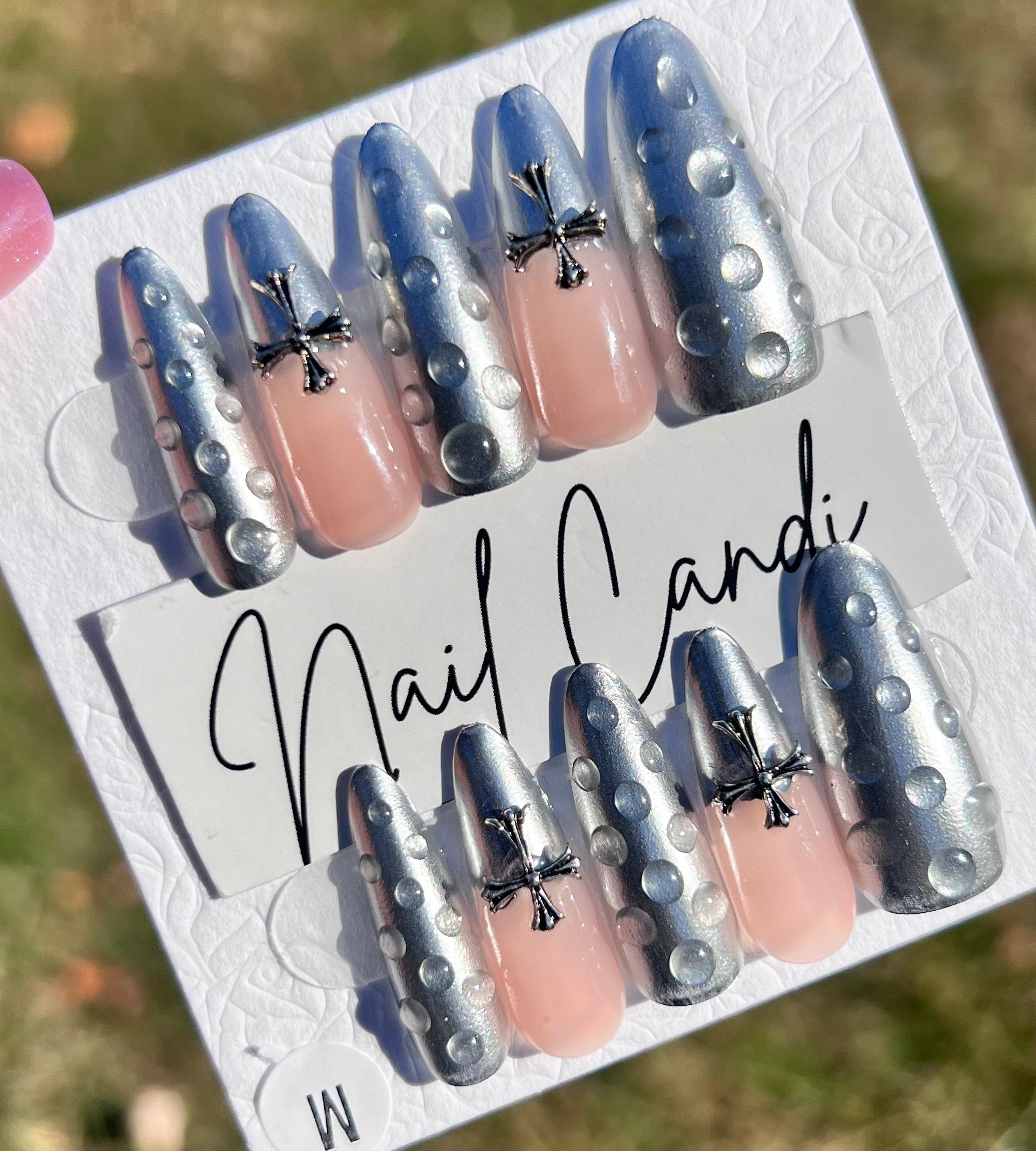 Handmade Silver Chrome Water Nails