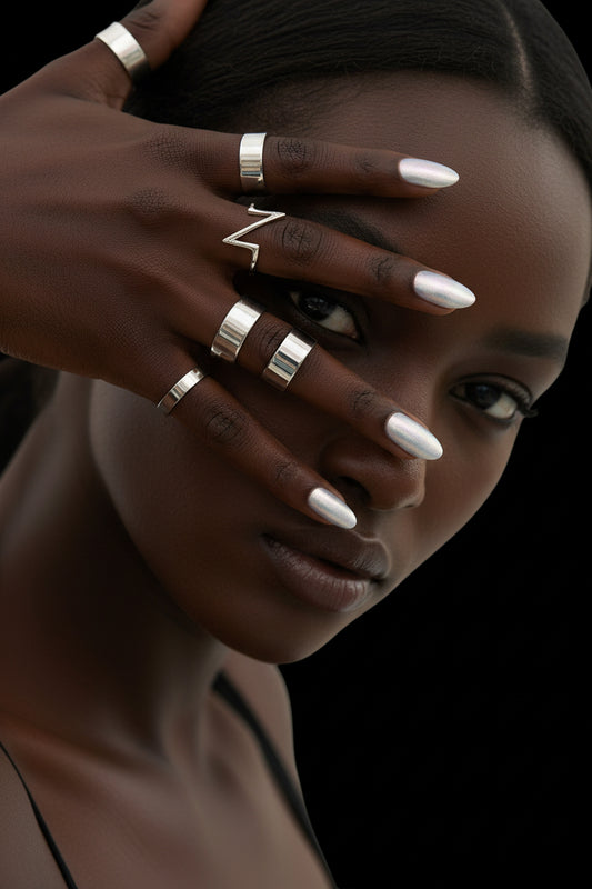 Silver Tide | Soft & Durable Press-On Nails - AetherLux.Shop