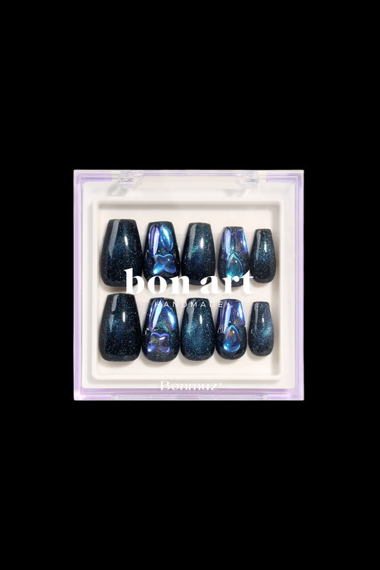 Sapphire Stardust | Pro Handmade Gel Nails - AetherLux.Shop
