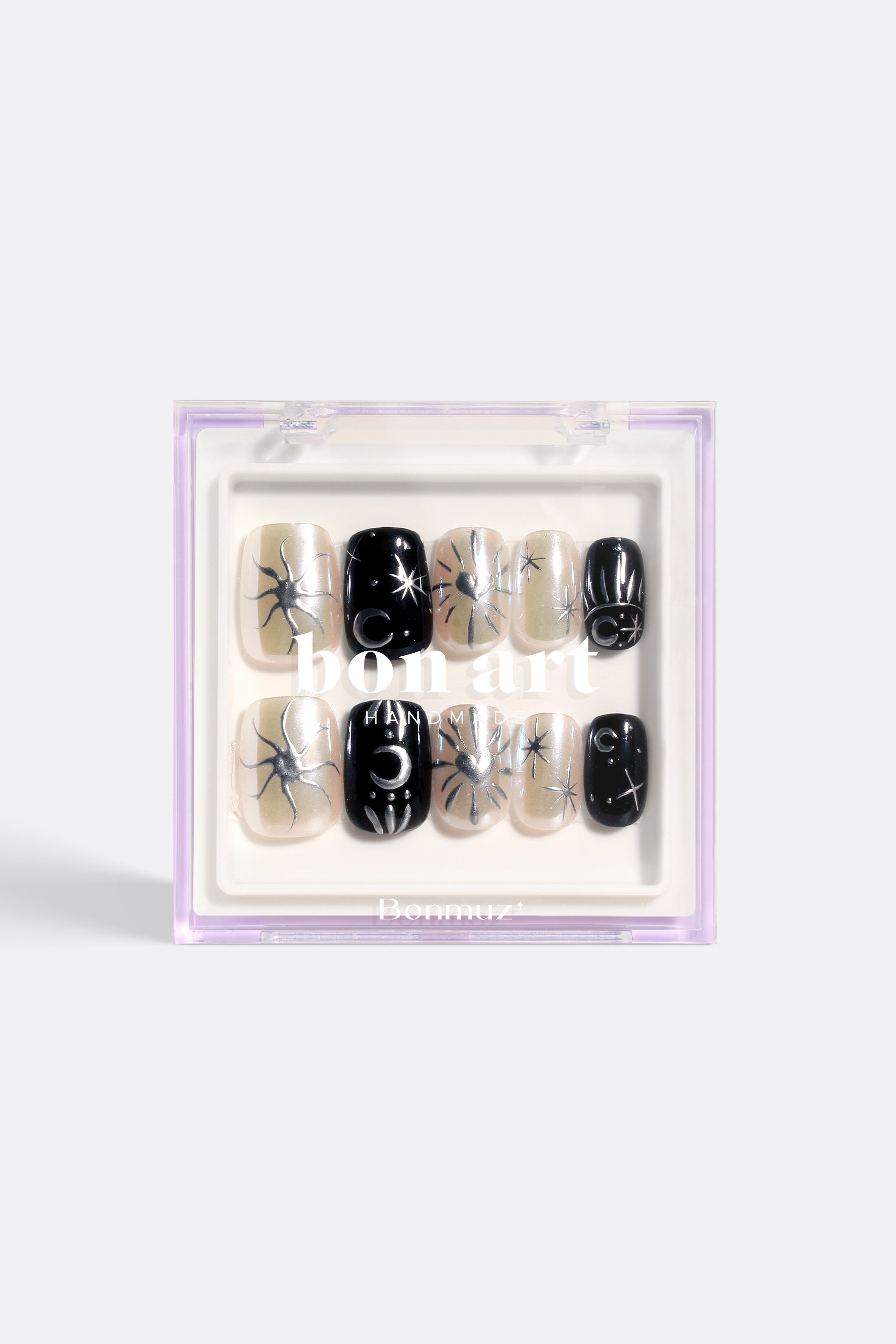 Monochrome Eclipse | Pro Handmade Gel Nails by Bonmuz