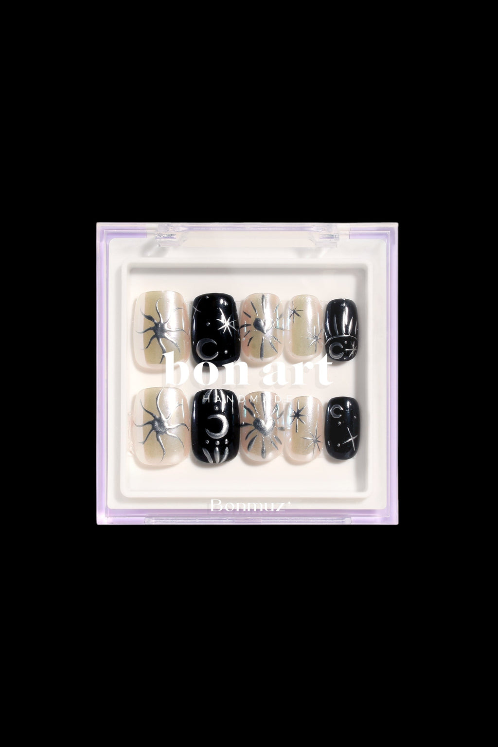 Monochrome Eclipse | Pro Handmade Gel Nails by Bonmuz