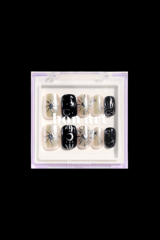 Monochrome Eclipse | Pro Handmade Gel Nails - AetherLux.Shop